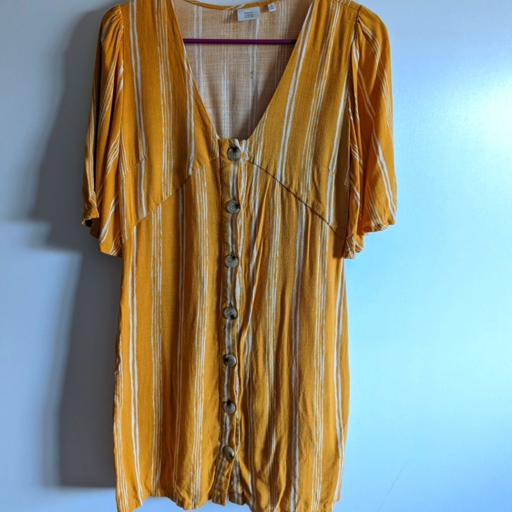 Ruffle sleeve, button down dress